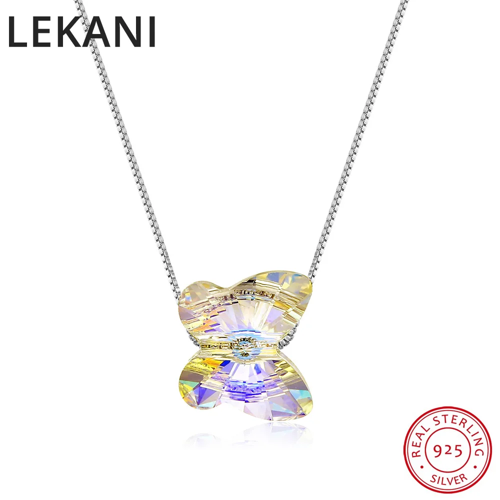 Original Crystals From Swarovski Butterfly Bead Pendant Necklace Simple Trendy Collars S925 Silver Fine Jewelry For Women Girls | Украшения