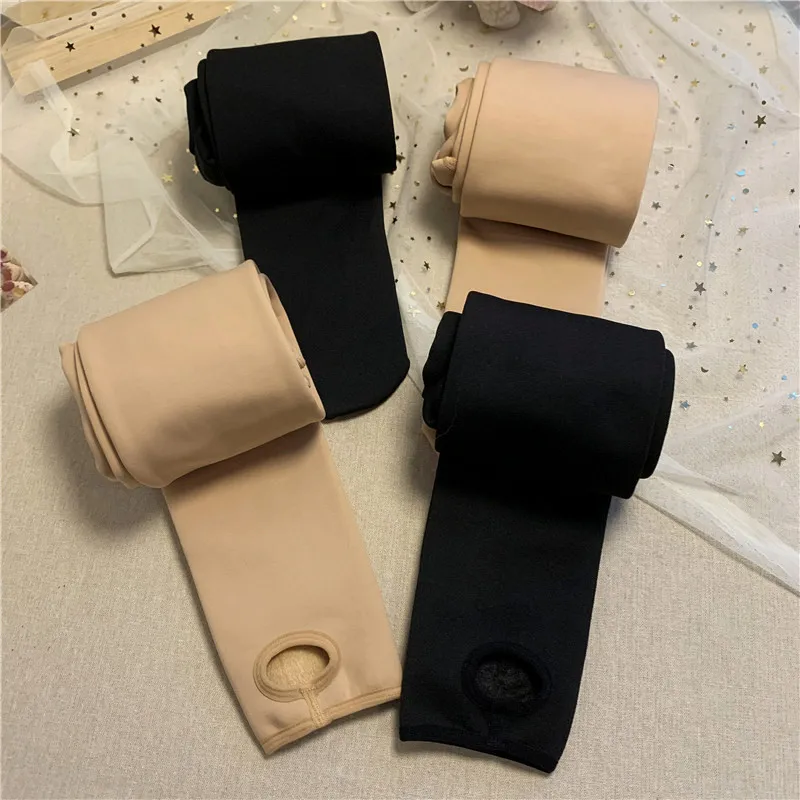 

Pure Color All-Matching Straight Leggings Socks Women Fall New Style Simple Velvet Thick Warm Pants Body Stockings Tide