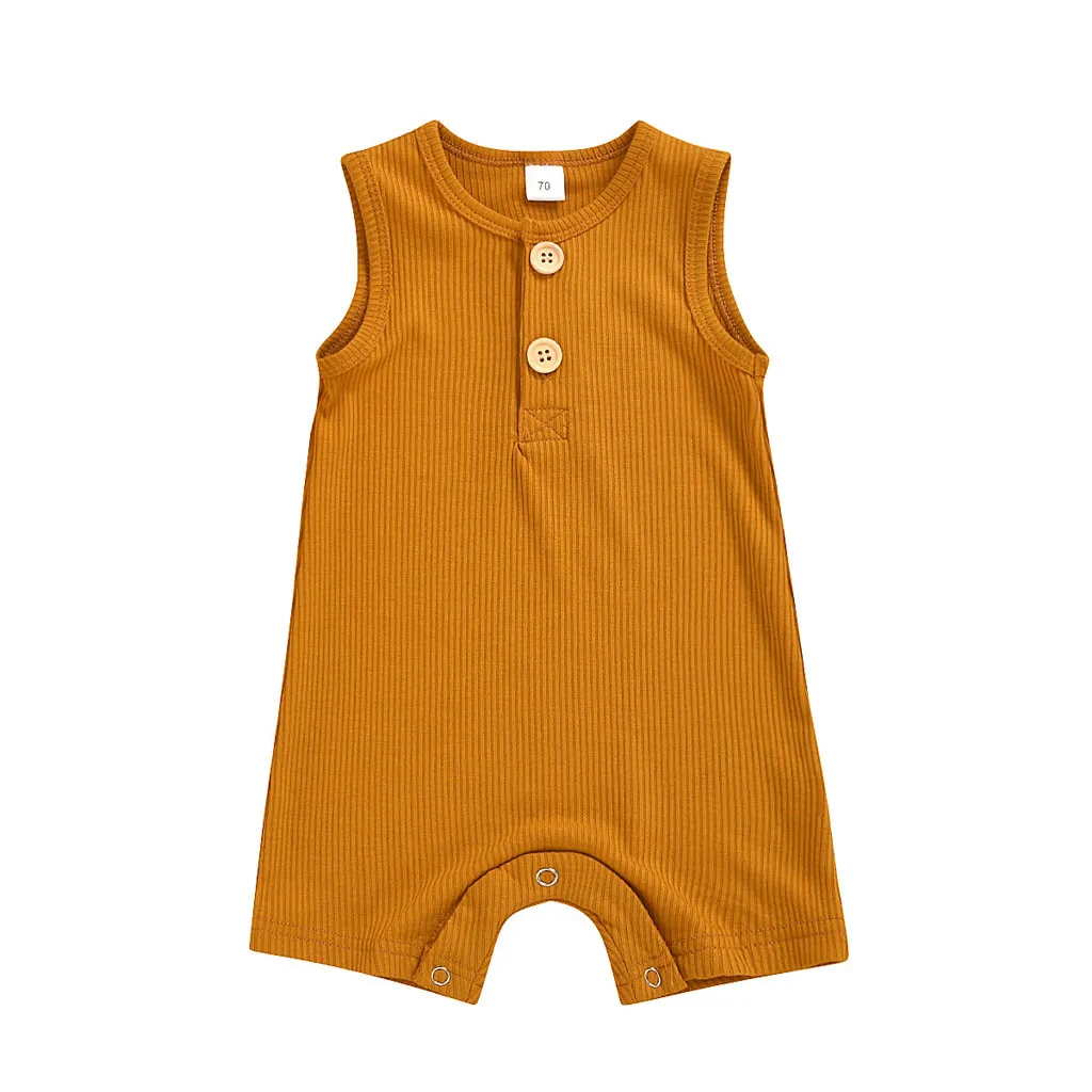 Комбинезон без рукавов для маленьких девочек однотонные Комбинезоны на