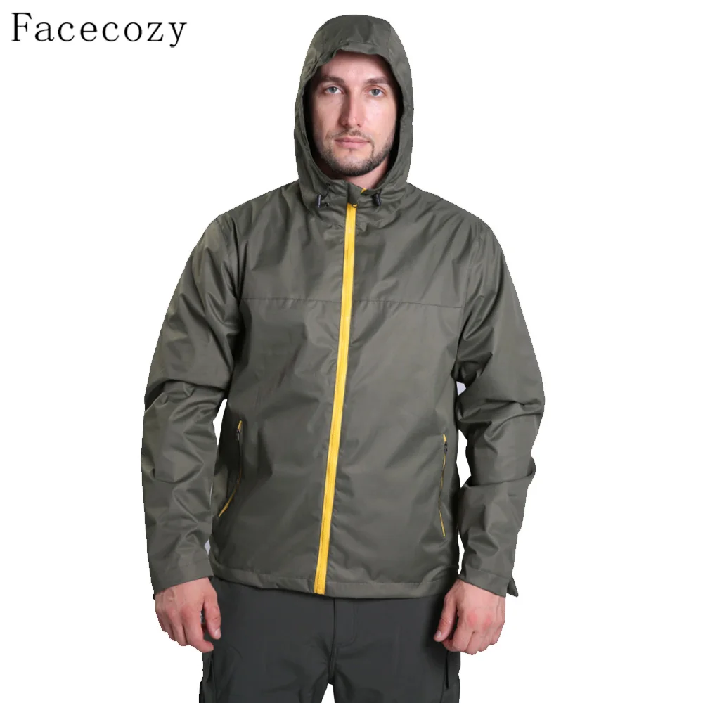 Мужская Осенняя дышащая куртка Facecozy на молнии с карманами однотонная