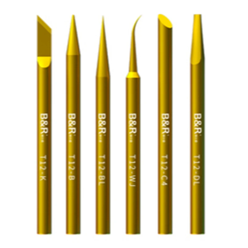 

B&R T12 Pure Copper Electric Soldering Iron Tip Universal Knife Type Horseshoe Type Antioxidant Heating Fast Soldering Iron Tool