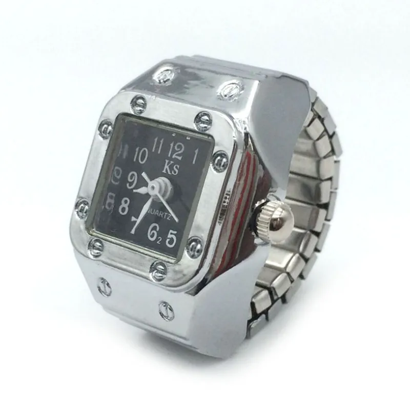 

Hot Sale New Mini Fashion Silver Shell Ring Finger Watch Digital Men and Women Couple Ring Watch Wholesale