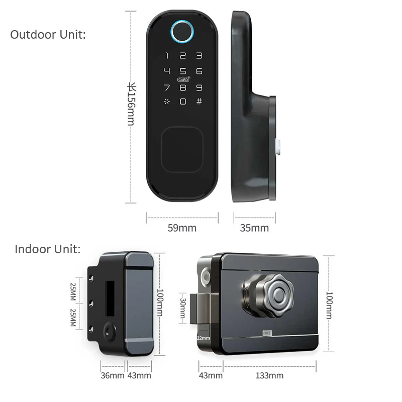 Электронный дверной замок Fingeprint/Code/Пароль/Bluetooth TT APP с шлюзом Wi-Fi Bluetooth бесключевой