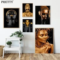 scandinavian painting african black gold woman canvas painting wall art pictures modern art figure posters and prints home decor