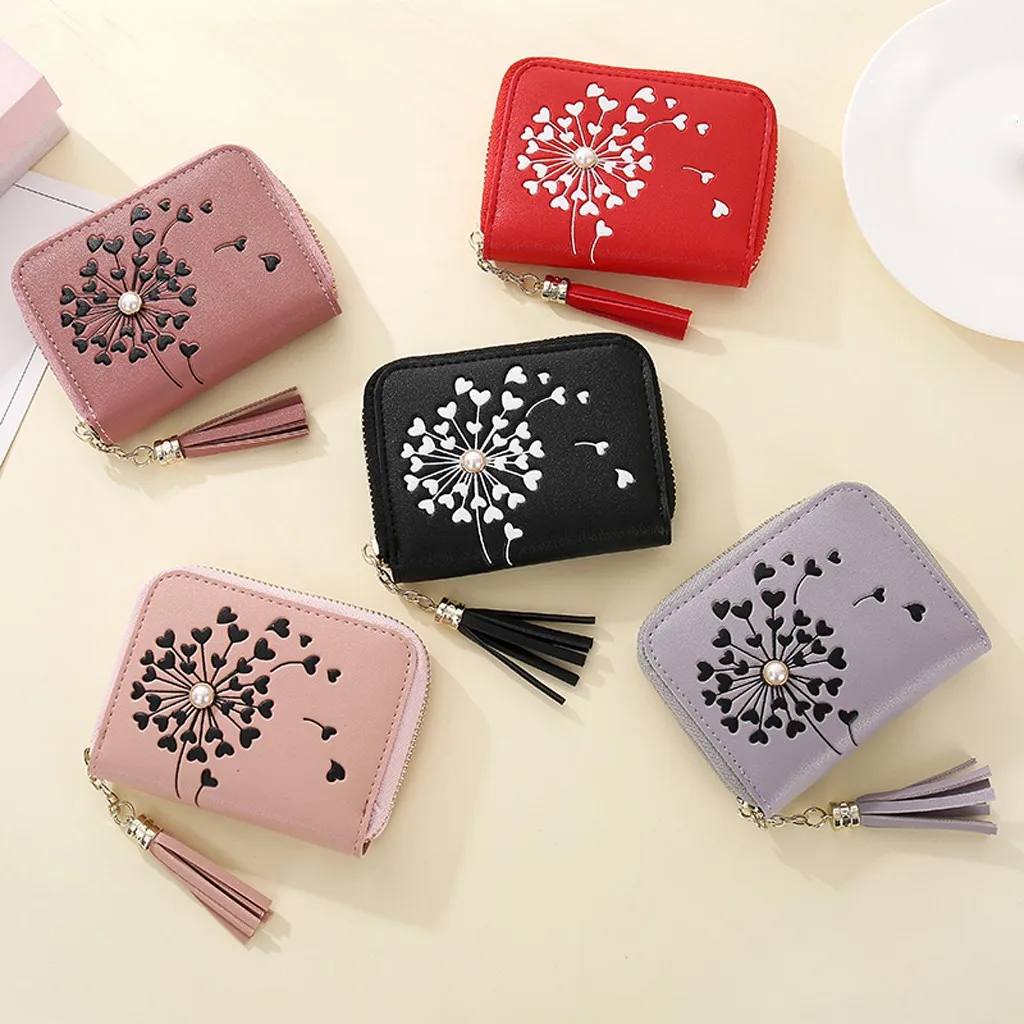 Женские сумки уличная мода тренд однотонный цветок бахрома кожа кошелек для карт