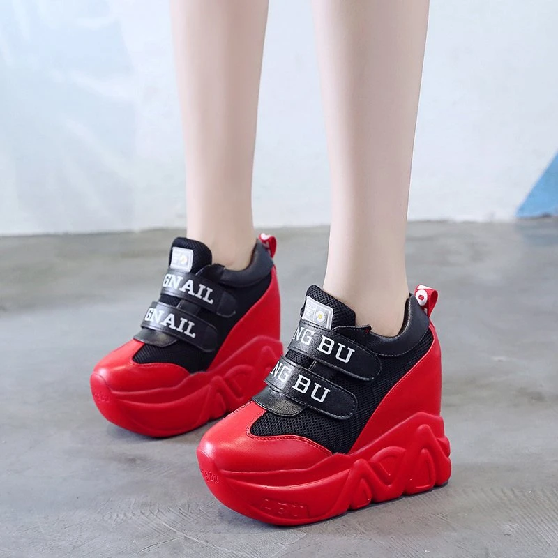 

Женские кроссовки на массивной платформе, Спортивная повседневная обувь на очень высоком каблуке 9 см, для тенниса