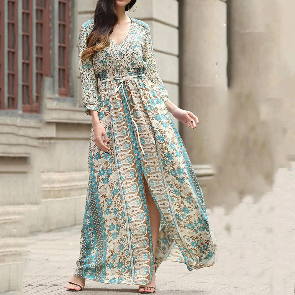 Пляжное шифоновое длинное платье Boho большие размеры весна-лето 2020 богемное
