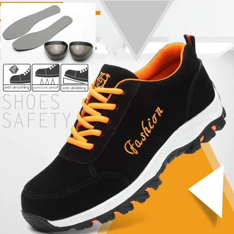 

Safety Shoes Men Steel Toe Anti-Smashing Anti-Puncture Work Shoes Breathable Comfortable Non-slip Hiking Sneakers Big Size