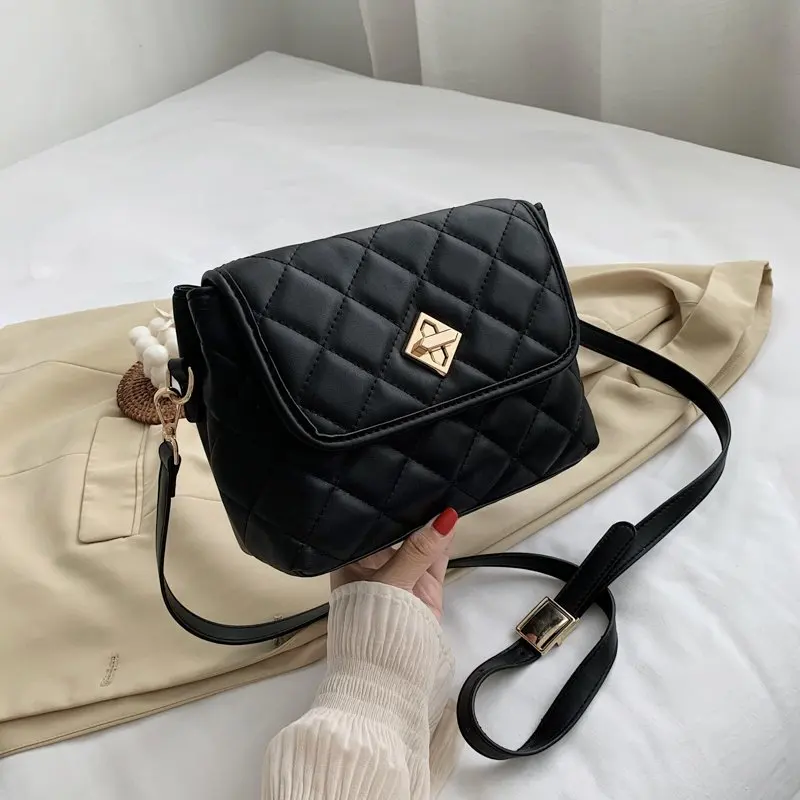 Маленькие сумки через плечо из искусственной кожи в клетку с бриллиантами для