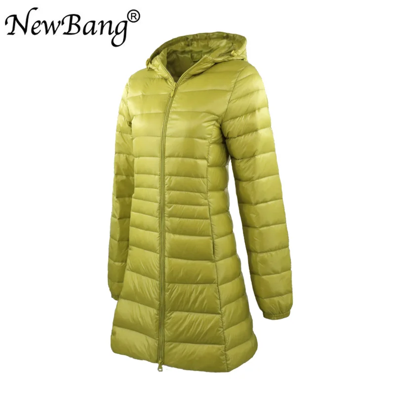 NewBang 7XL 8XL плюс длинный пуховик женский зимний ультра легкий с капюшоном Женское