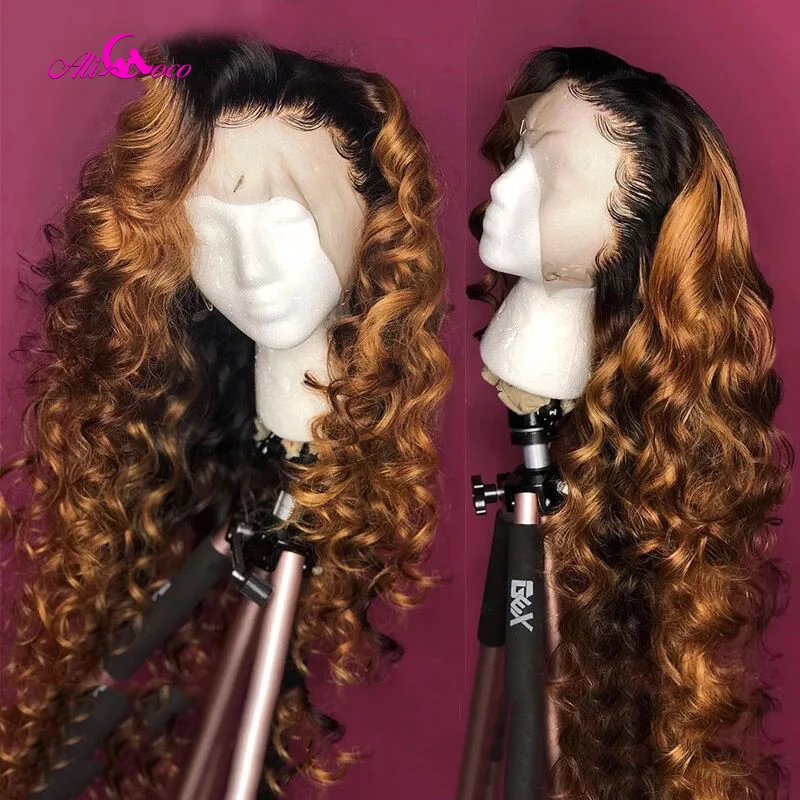 Али Коко 180% глубокая волна человеческих волос Синтетические волосы на кружеве