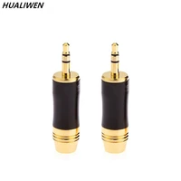 2pcs 3 5mm stereo headphone plug computer 24k gold plated over copper 3 5mm audio welding head
