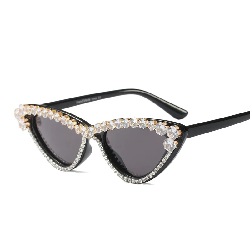Super Cateyes, винтажные, вдохновленные, модные, с высоким заостренным носком, кошачий глаз, солнцезащитные очки, стразы, блестящие, Кристальные, солнцезащитные очки «кошачий глаз» - Цвет линз: 016