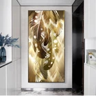 Постер на холсте с изображением перьев, настенный модульный плакат золотого цвета в нордическом минималистическом стиле, для гостиной, спальни, дома, без рамки