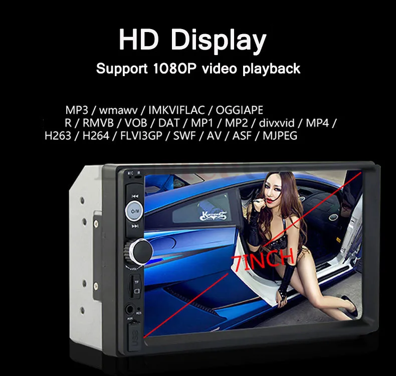 Автомагнитола MP5 плеер 2Din 7023B MirrorLink Bluetooth 7 ''сенсорный экран мультимедийный FM