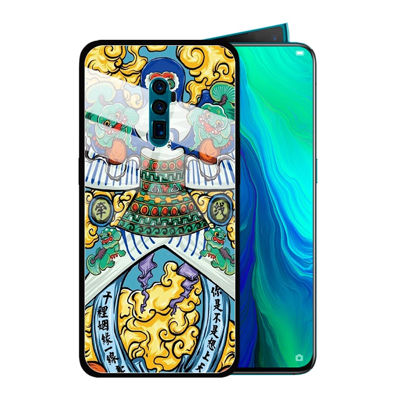Чехол из закаленного стекла в китайском стиле God Ghost для OPPO Reno2 Z F Reno 10x zoom R17 R15 R11 Plus
