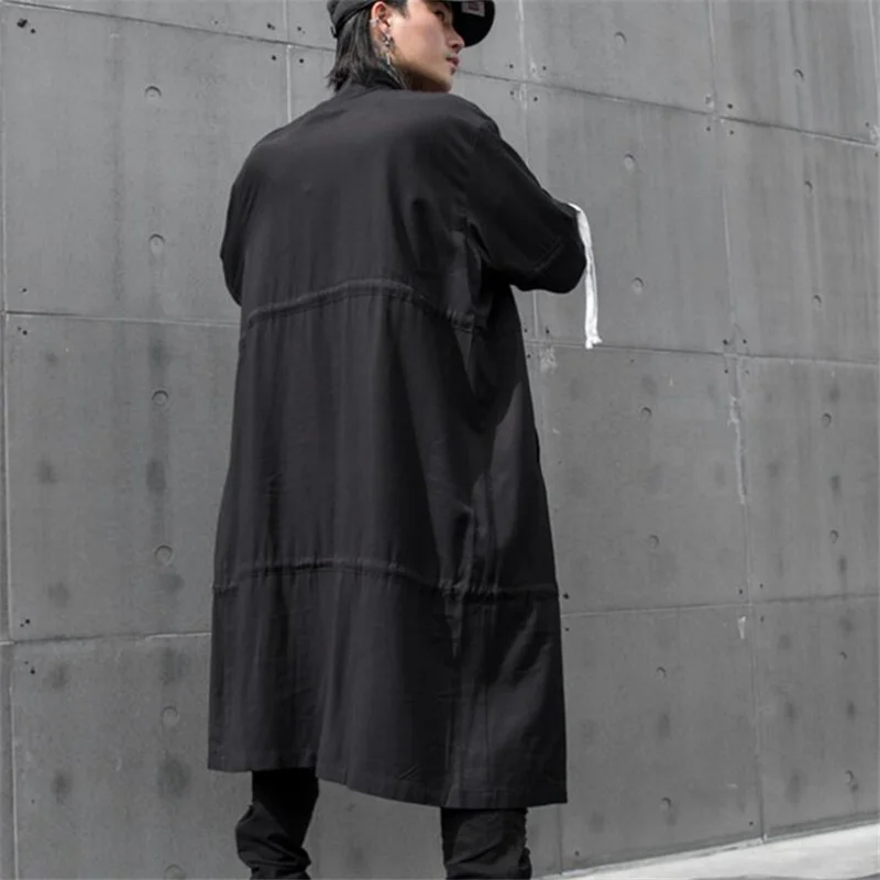 Мужской длинный Тренч на завязках повседневная винтажная куртка большого