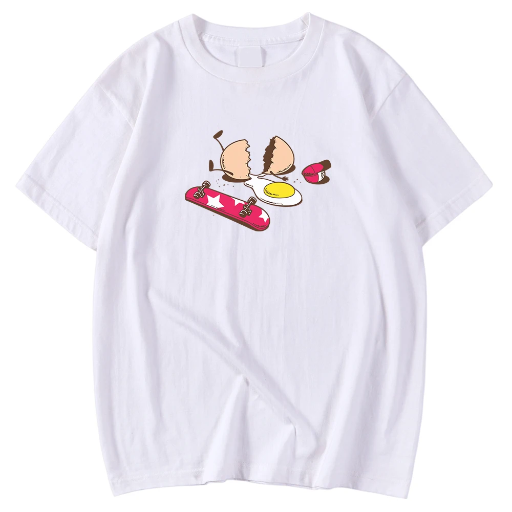 

Broken Egg Skateboard Print Tops Short Summer Comfortable Male T-Shirt Breathable Casual Tee Shirts Sleeve M-5xl Kohpweran