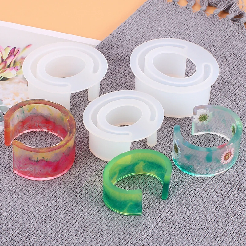 Clear Silicone Egg Shaped Bracelet Mould For Epoxy Resin Real Flower DIY Mold Open Design Bangle Molds