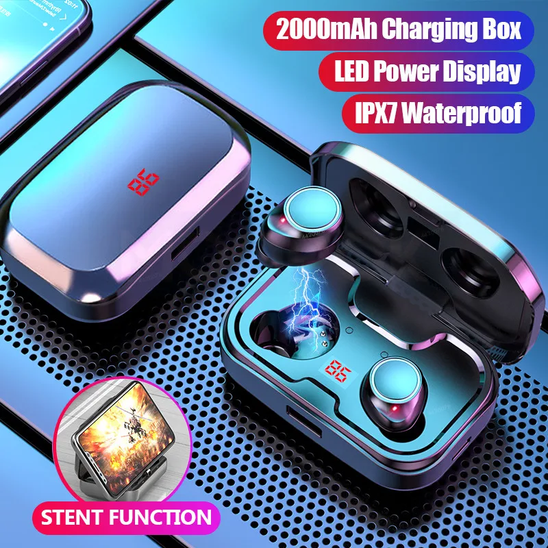 TWS беспроводные Bluetooth наушники 9D HIFI LED дисплей шумоподавление Гарнитура 5 0 с