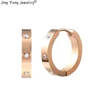 Женские серьги-кольца Jingyang с золотым и розовым цирконом, свадебная церемония, из нержавеющей стали