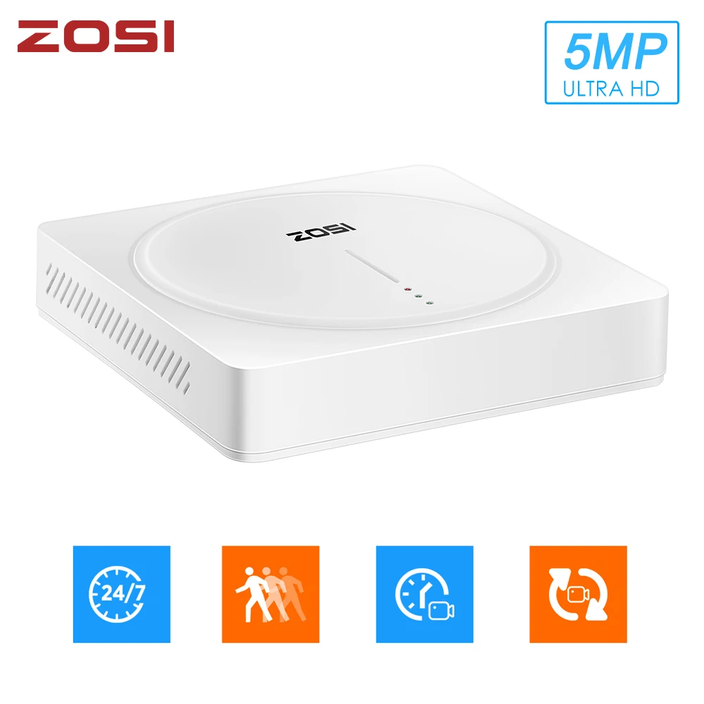 ZOSI 8CH TVI DVR AHD CVI CVBS 5MP CCTV видеорегистратор Гибридный Мини Vdeo система