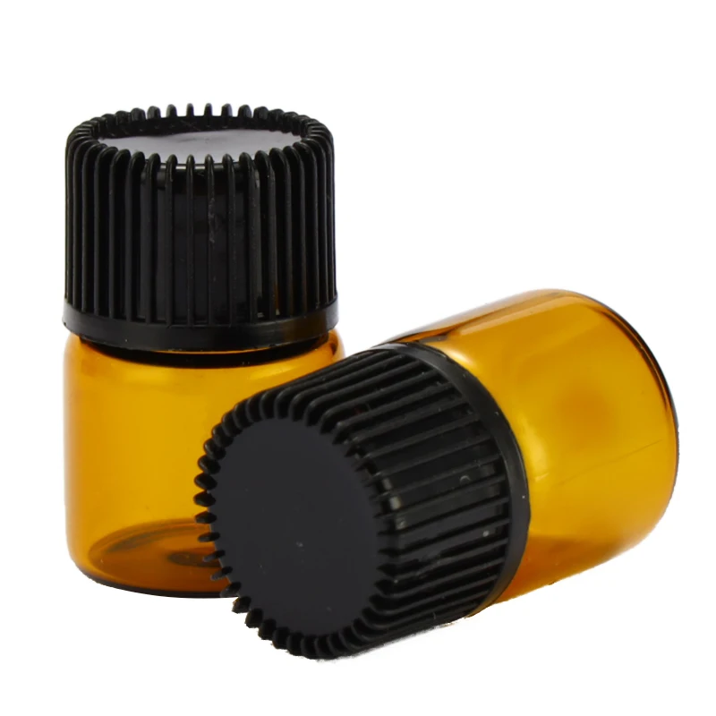 

6pcs PVC Amber Essential Oil Bottle 1/2/3 ML Thin Glass Small Brown Perfume Oil Vials Sample Test Bottle With Orifice Reducer