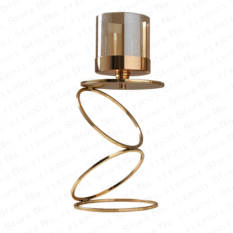 

Nordic Metal Candlestick Geometric Glass Candle Holder Wind Lamp Windproof Candle Stand Wedding Home Decoration Ornaments FC481