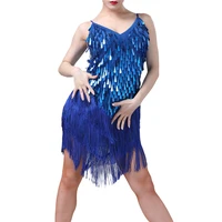 sexy womens paillette tassel latin dance dress sequin fringe flapper party dress festival rave outfit carnival costumes