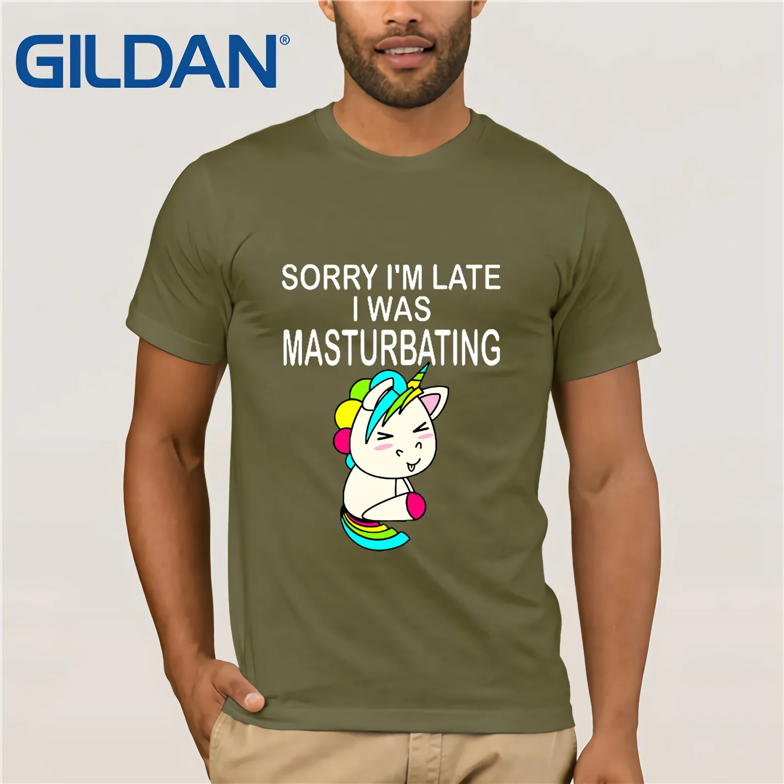Футболка с единорогом и надписью Sorry I'm Late I Was magasting Мужская футболка коротким