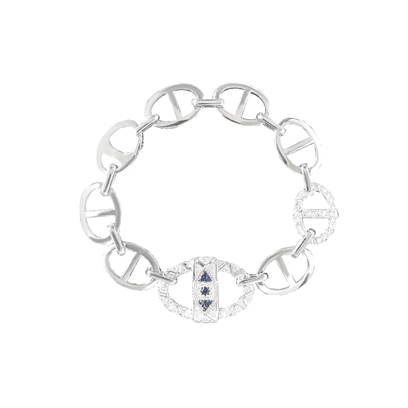 

S925 Sterling Silver Devil's Eye Bracelet Pig Nose Ring Interlocking Bracelet Female Personality New Luxury Brand Monaco Jewelry