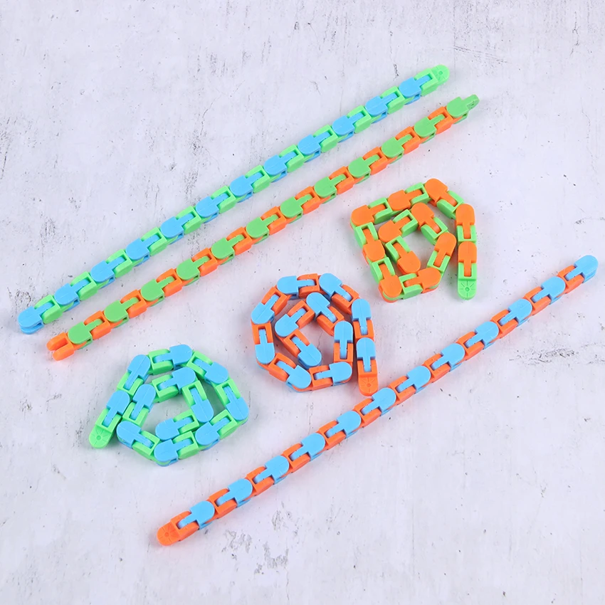 Rompecabezas de cadena de descompresi&oacute;n para ni&ntilde;os, juguete sensorial cl&aacute;sico, pistas locas, broche y clic, descompresi&oacute;n, juguetes para autismo, 1 ud.-0
