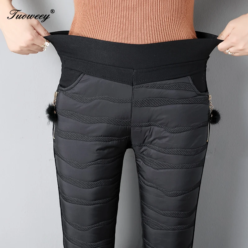 4XL, плюс размер, женские штаны, брюки, зимние, высокая талия, эластичная верхняя одежда, женские брюки, обтягивающие, тонкие, теплые, плотные, пуховые штаны