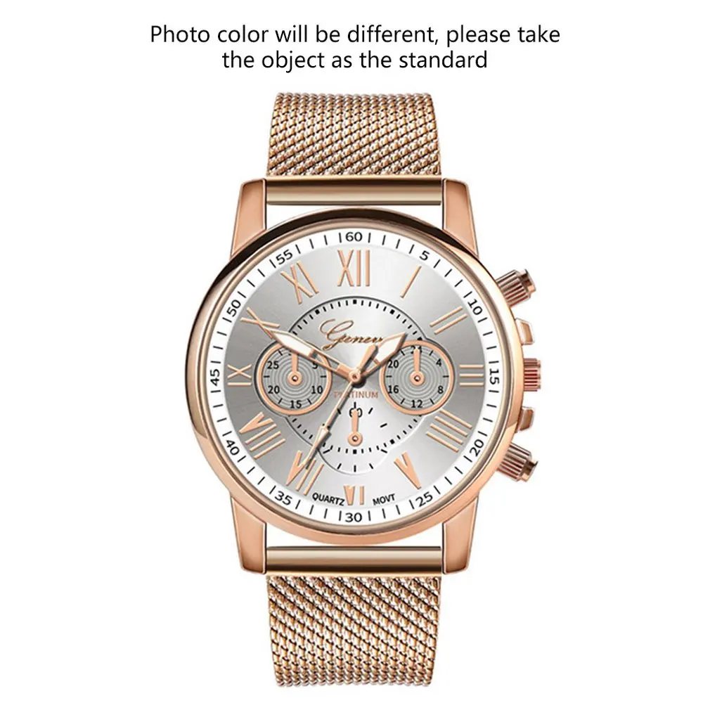 Женские часы женские с двойным циферблатом силиконовым сетчатым ремешком