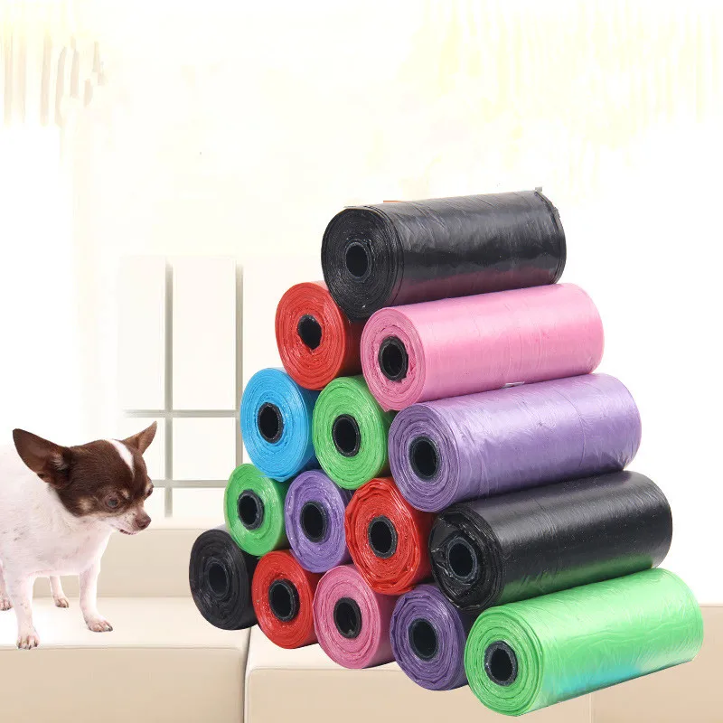 15 шт. в рулоне с рисунком собачки и котика мешок корма для Разлагаемый сбора