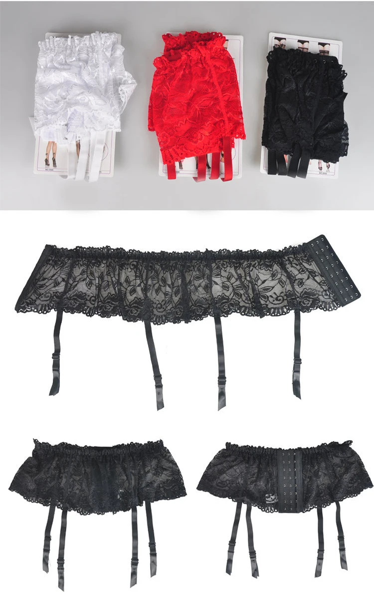 

KASURE Women Sexy Lingerie Garters Bow Perspective Lace Thigh-Highs Stockings Garter Belt Erotic Suspender Intimates Pantyhose