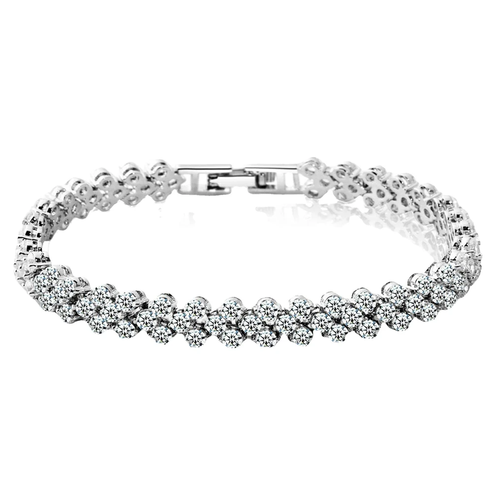 

Women Silver Color Rose Gold Bracelet Heart Charm Bracelet Women Bridal Wedding Fine Jewelry Gift Fashion Accessories