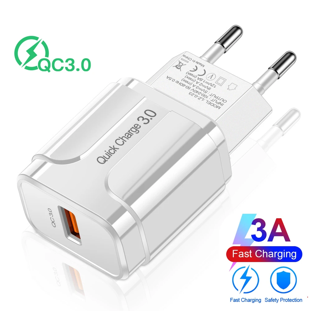 Зарядное устройство USB для телефона с европейским и американским разъемом, быстрая зарядка 3,0, быстрая зарядка для банка питания для samsung S9, huawei, телефон, планшет, 5 В, 3 А, универсальное зарядное устройство