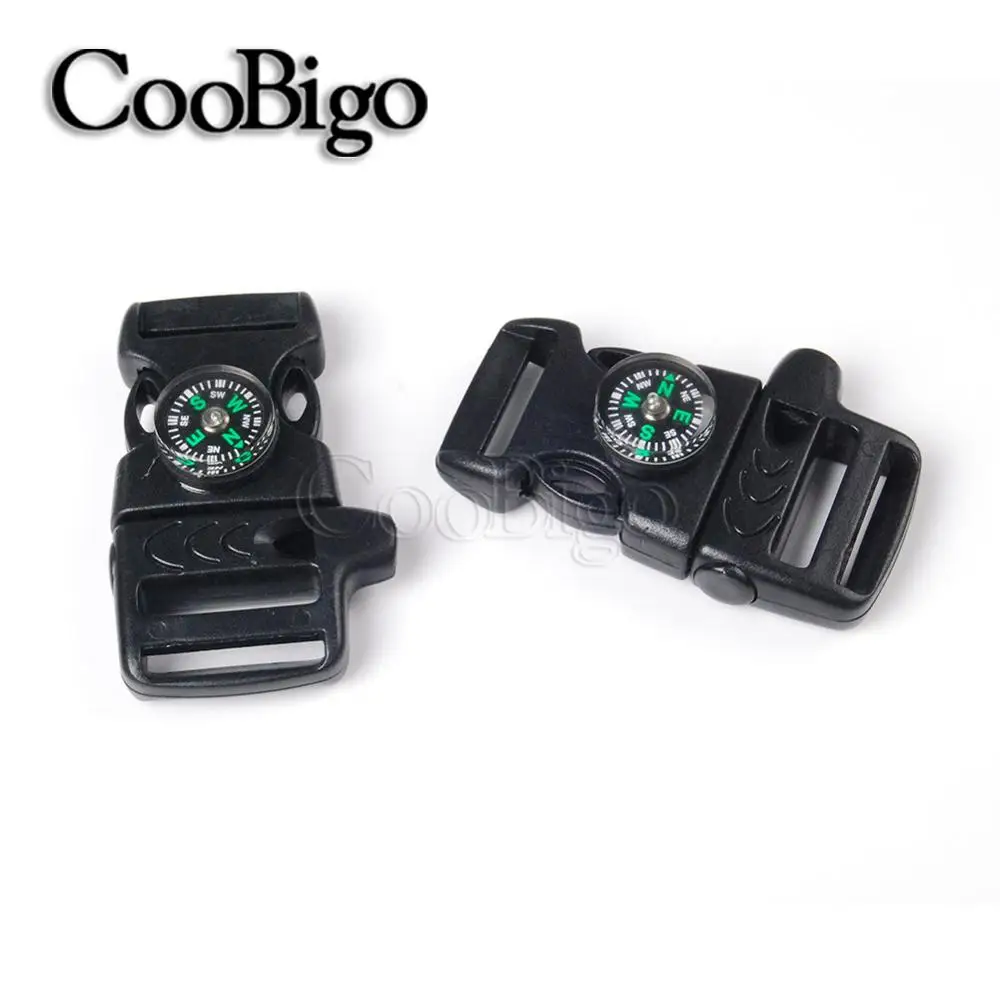 10pcs Emergency Survival Whistle Buckle with Compass for Outdoor Camp Paracord Bracelet Backpack Strap Bag Accessories