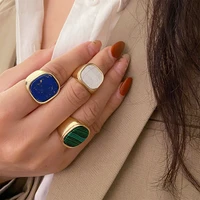 ins new fashion square alloy rings for men women simple design vintage temperament geometric index finger ring unisex jewelry
