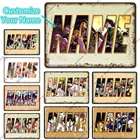 Металлический плакат с именем на заказ, персонализированный аниме постер атака на Титанов, охотник за демонами, рассекающий жестяной знак, настенное искусство, декор для бара, клуба, подарок