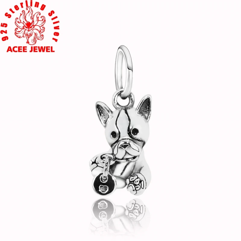 

Cute 925 Sterling Silver Beads,Bulldog Puppy Pendant Charms fit Original pandora Bracelets Necklaces Women DIY Jewelry