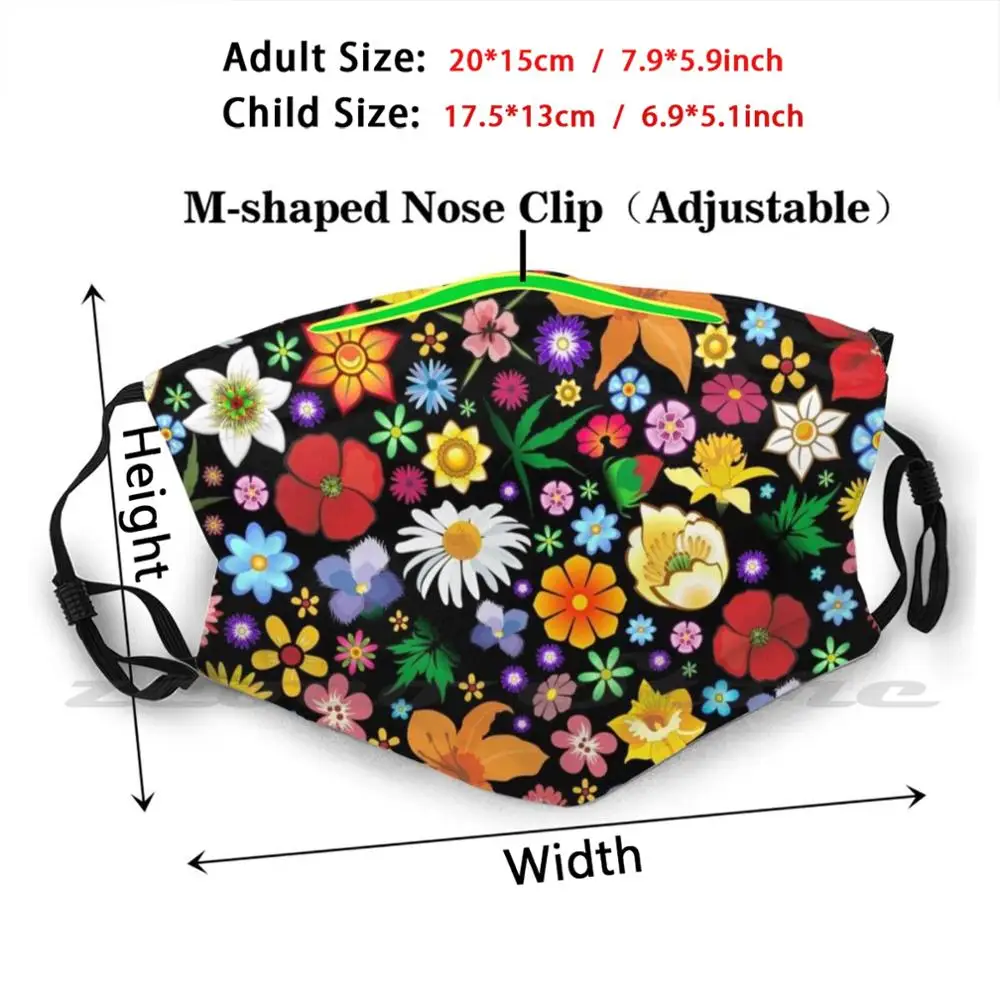 Весенние цветы шаблон пользовательский моющийся фильтр Pm2.5 для взрослых детей