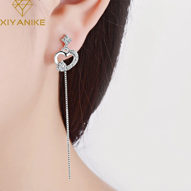 XIYANIKE серебро 925 пробы модные элегантные длинные кисточки кристаллы серьги для