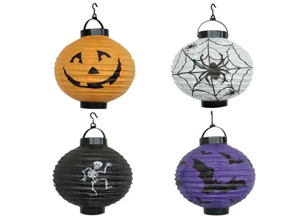 구매 새로운 도착 할로윈 LED 종이 호박 유령 행잉 랜턴 라이트, 휴일 파티 장식, 50 개