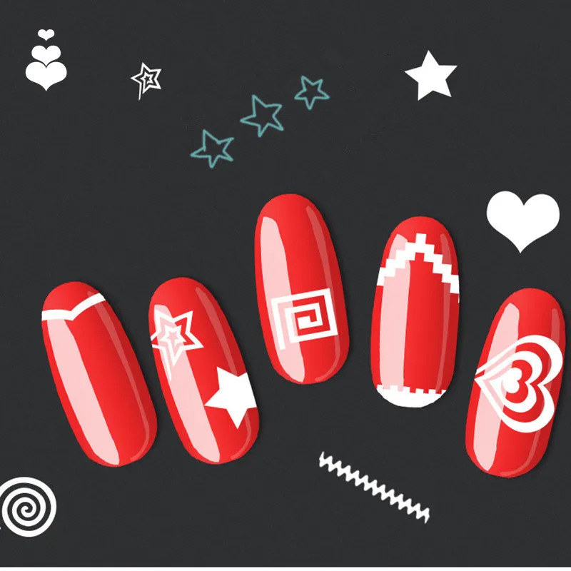 12 Sheets French Edge Tip Nail Sticker Guides Set Wave Form love Heart Fringe Guides Styling Decal Manicure Nail Art Decoration