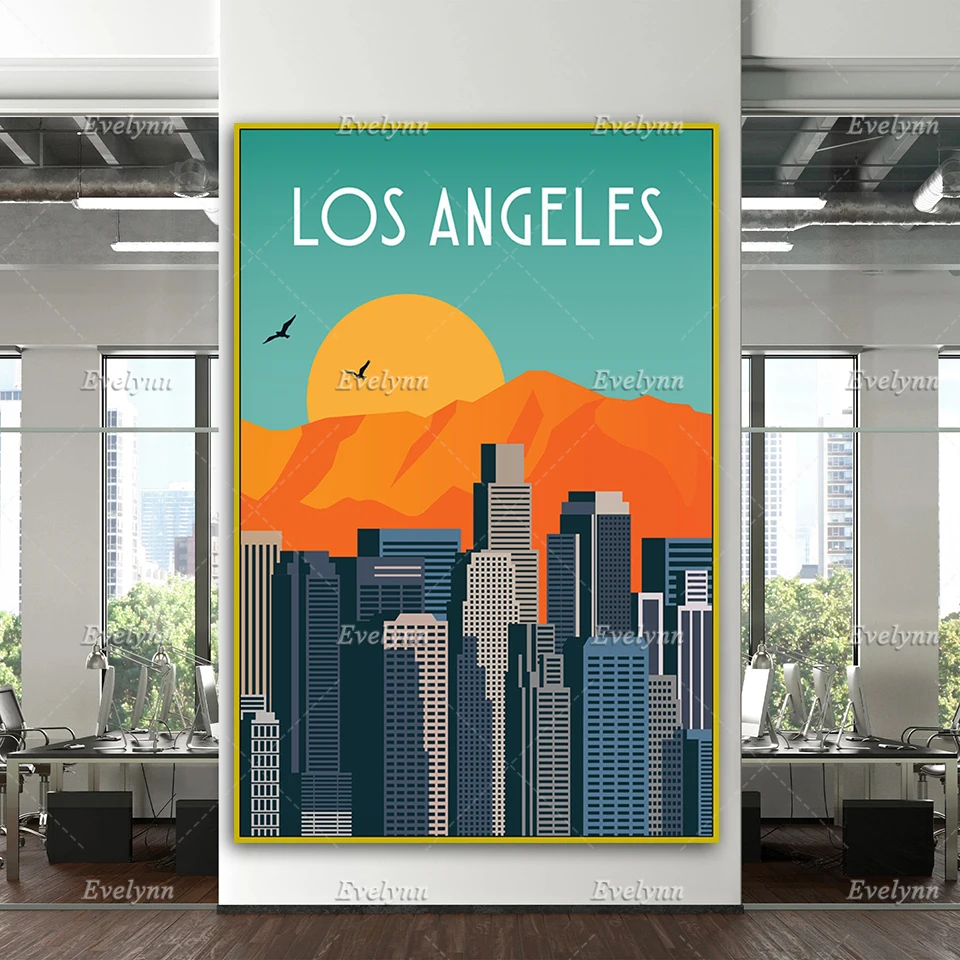 

California Retro Poster, Los Angeles Travel Print, Los Angeles Poster, Los Angeles Wall Art, Travel Poster,Home Decor Canvas