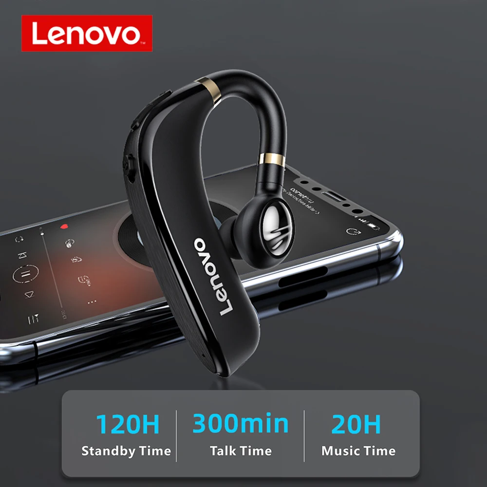 

Lenovo HX106 Wireless Headphone 5.0 Capacity Headset with Mic Ear Hook Business Single Ear Earphone Bluetooth