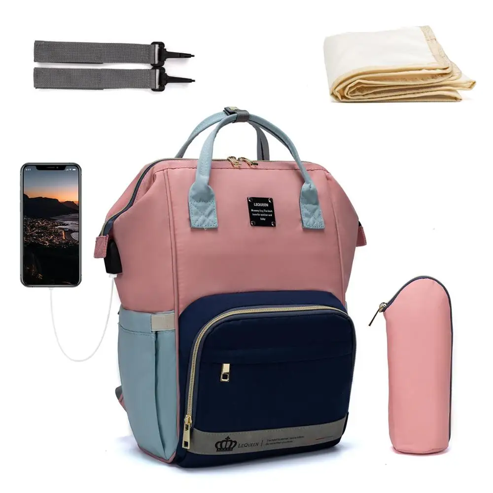 

Diaper Bag For Backpack Organizer With USB Girls Bags Fashion Maternity Large Travel Nappy Hanging Accessories Stroller