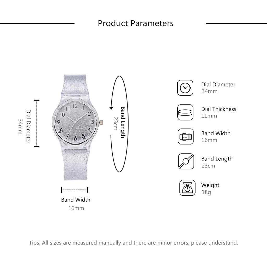 

Women's Watch Practical Lightweight Quartz Creative Jelly Color Dial Dazzling Color Silicone Strap Student Gift New HOT 05*